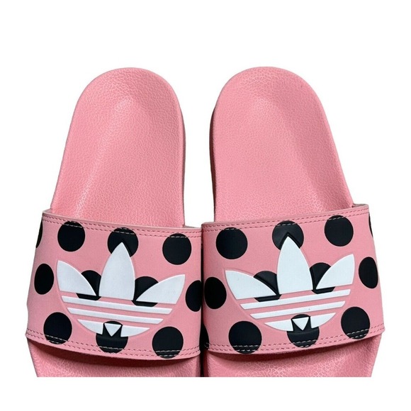 ADIDAS Adilette Lite Slides Trefoil Logo Polka Dot Pink FU9149 Size 6 38 MINT - Picture 4 of 9